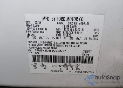 2018 Ford Explorer Xlt from USA, damaged, VIN 1FM5K8D85JGB32707